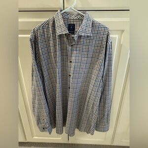 johnnie-O Brown and Blue Plaid Shirt